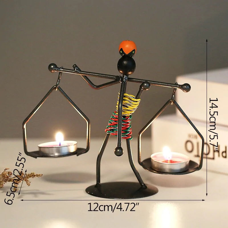 Nordic Metal Abstract Character Candle Holder